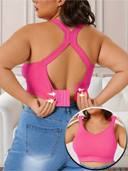 Women’s Breathable Sports Bra Plus Size Tummy Control Removable Pads