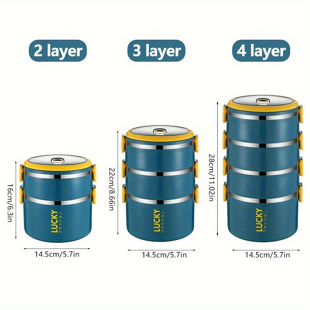 Fiambrera de acero inoxidable aislada de múltiples capas con tapa para escuela, universidad y cocina