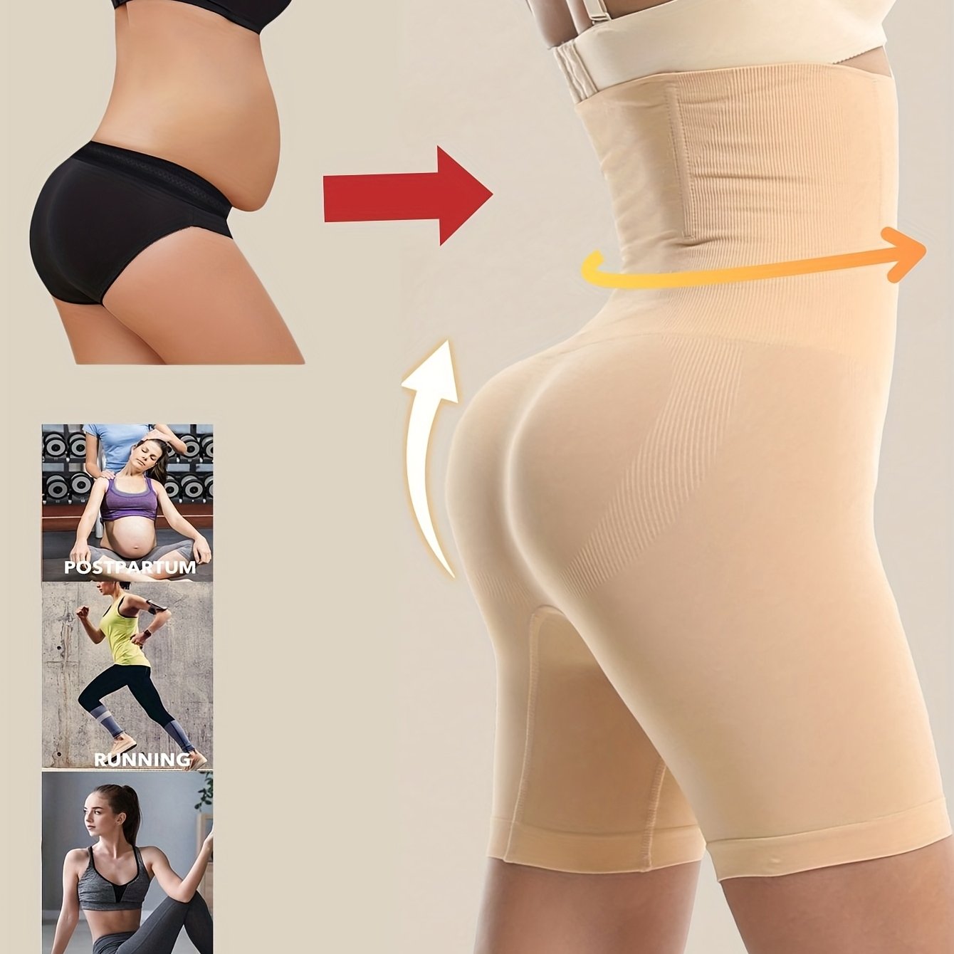 Women's High Waist Tummy Control Shaper Shorts Black Seamless Butt Lifting Thigh Slimming