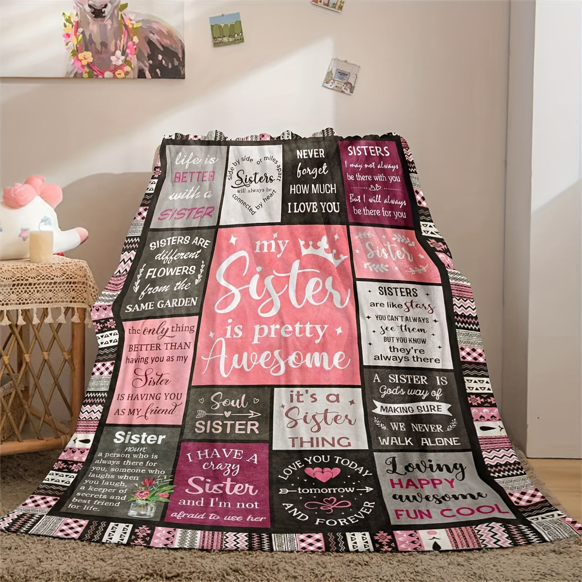 Personalized Sister Gift Blanket for Women Christmas Birthday