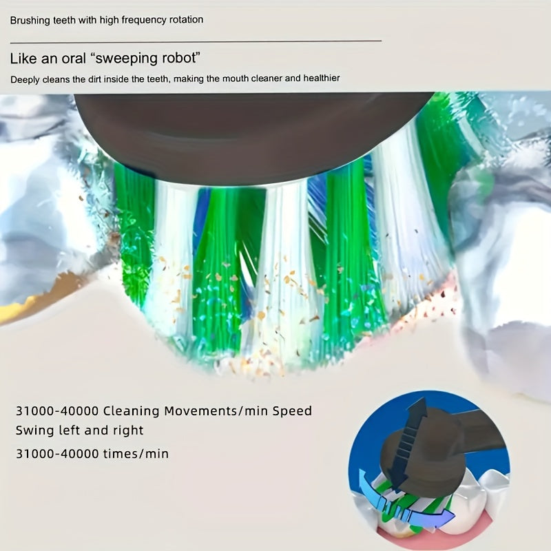 Rechargeable Electric Toothbrush with 3 Color Options, 5 Speed Modes, USB Charging, Tartar and Stain Removal