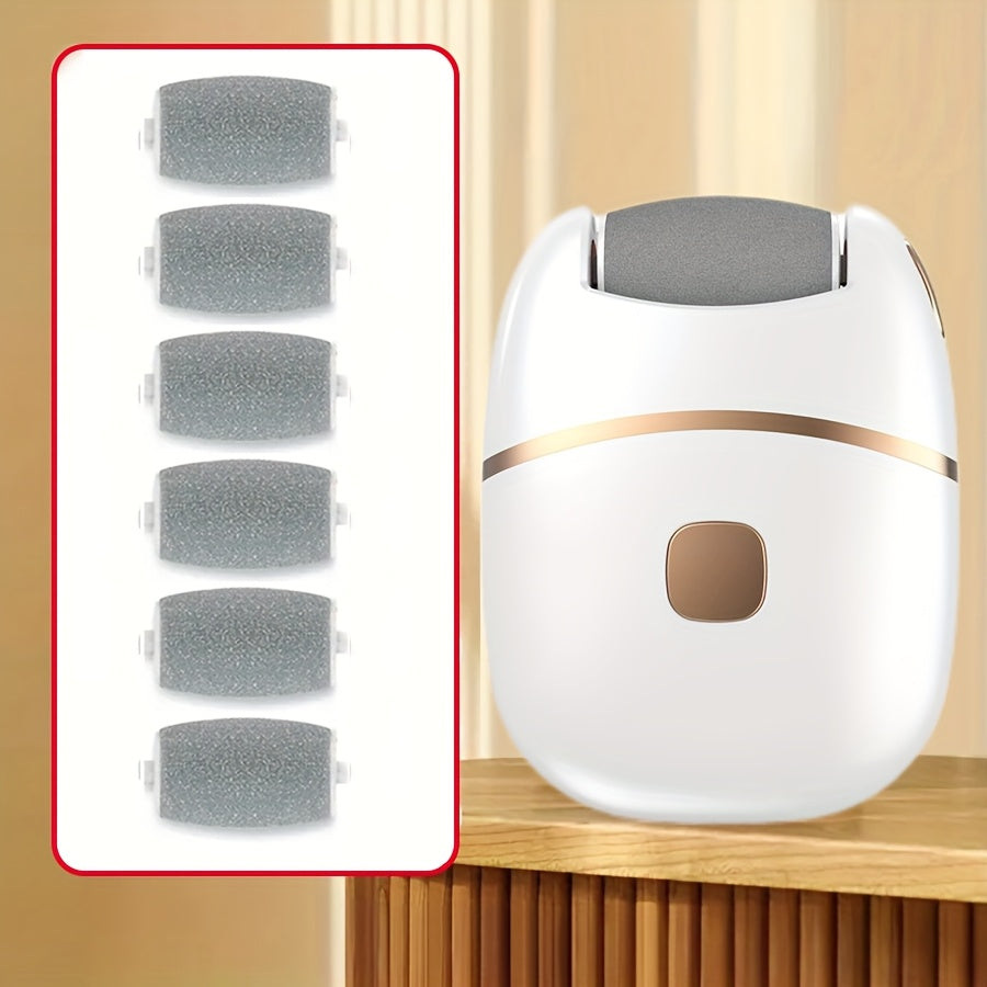 Electric Foot Callus Remover Rechargeable Pedicure Kit with 6 Grinding Heads and Replaceable Rollers