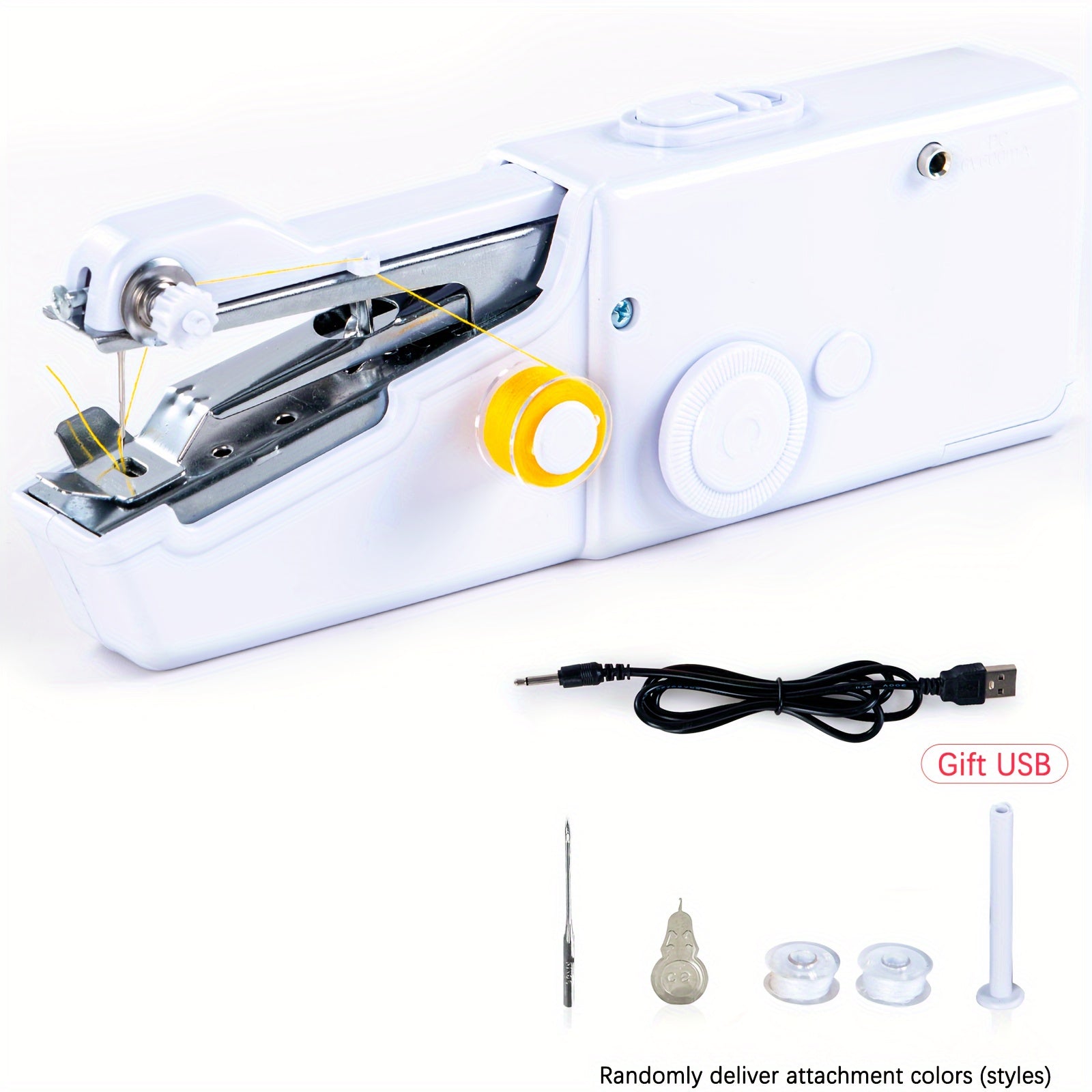 Мини электромобильная портативная швейная машина USB, работает от батареи, розовая