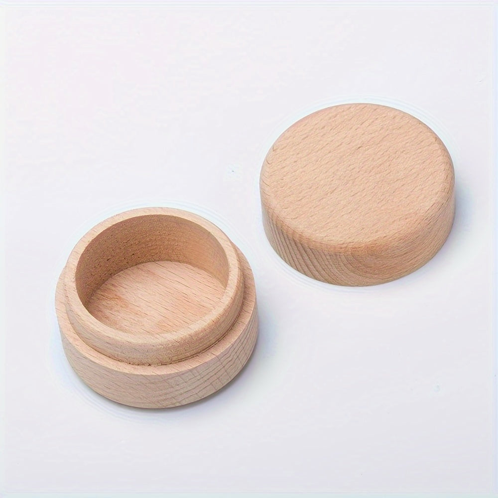 Круглая шкатулка для украшений из бука для колец, серег и ожерелий