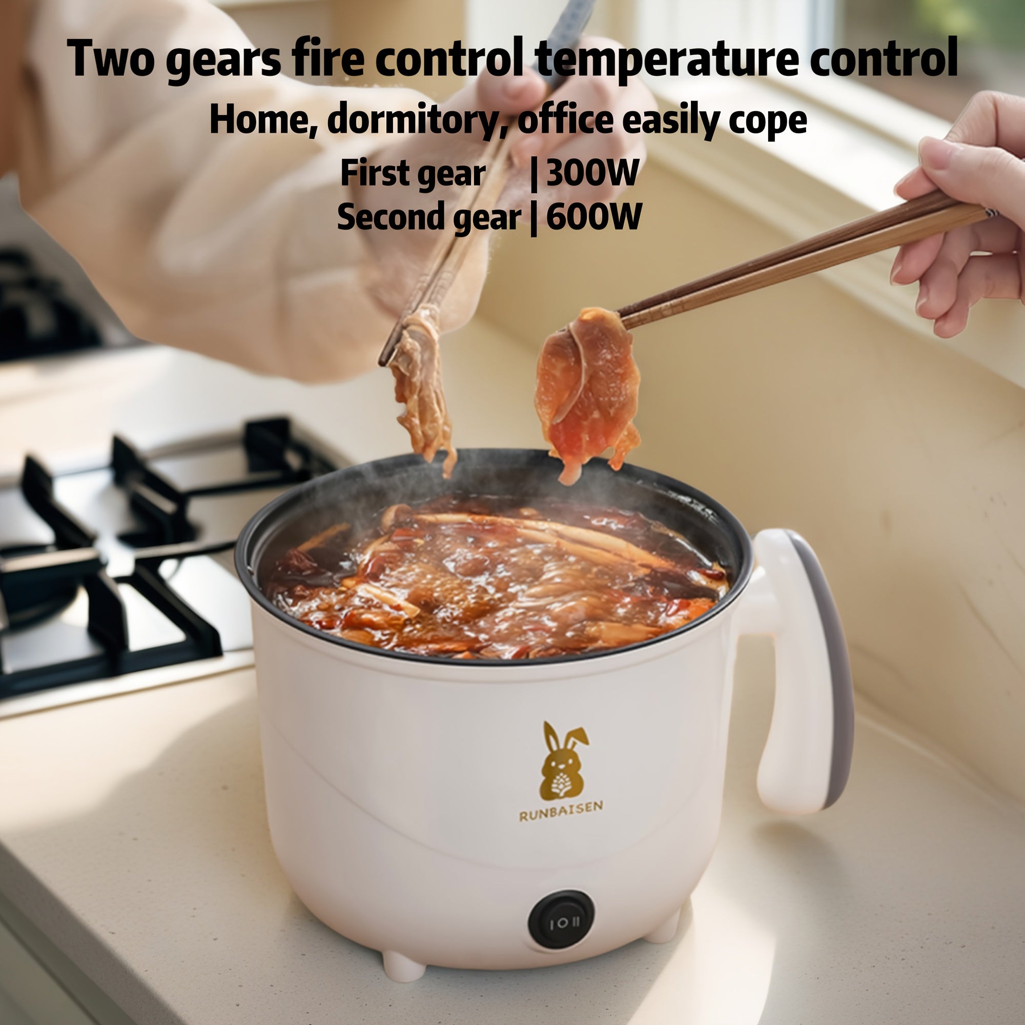 Kichik 1.8L Elektr pechka, makaron, go'sht va steyk uchun ikki tomonlama olov kuchini sozlash imkoniyatiga ega