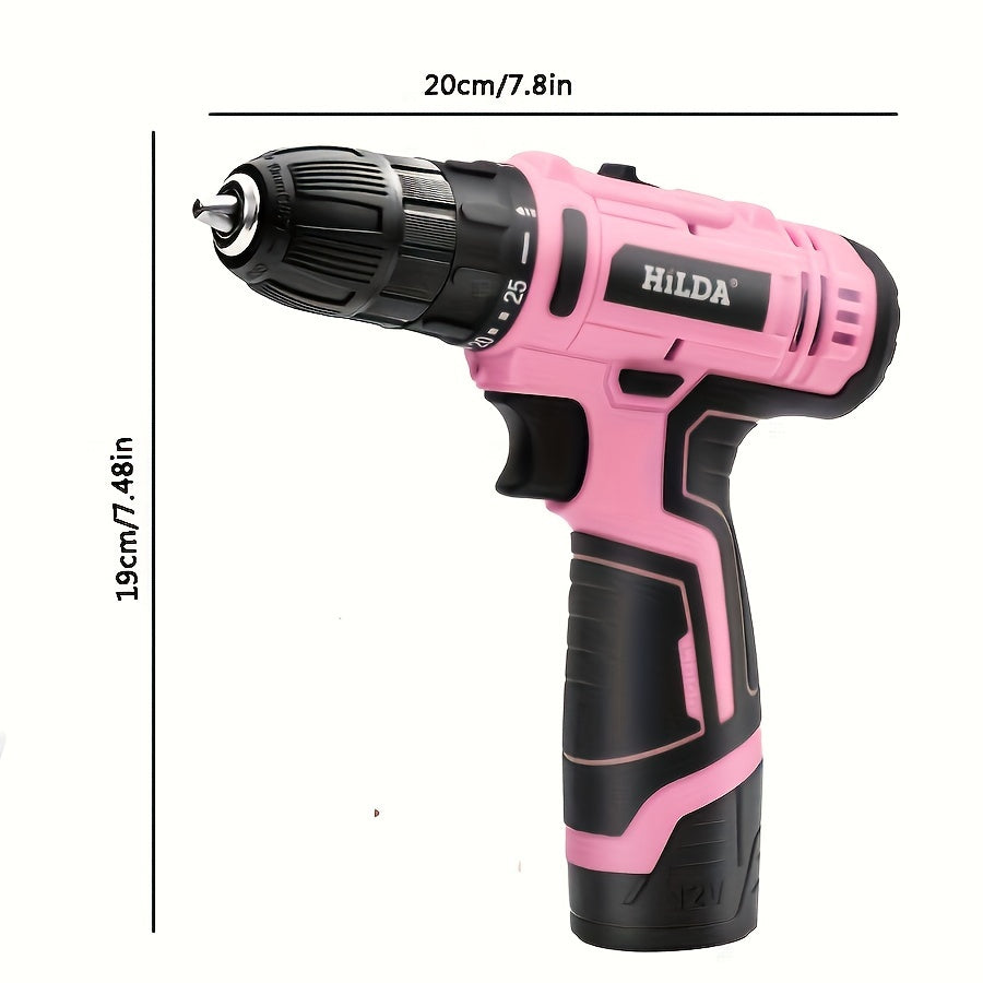 Juego de taladro eléctrico recargable con batería de iones de litio, destornillador inalámbrico, llave y atornillador de impacto