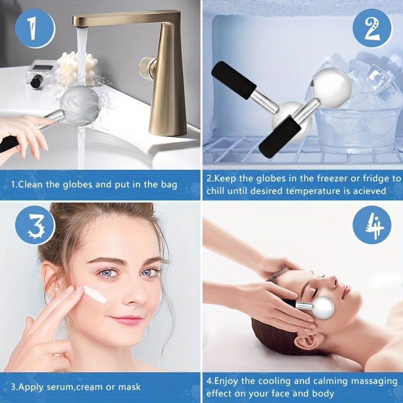 Stainless Steel Face and Eye Massager Non-Electric Cold Compress Tool Rejuvenation Gift for Women