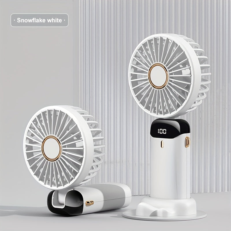 Portable USB Rechargeable Fan with 5 Speed Settings, Foldable Design for Travel and Bedroom