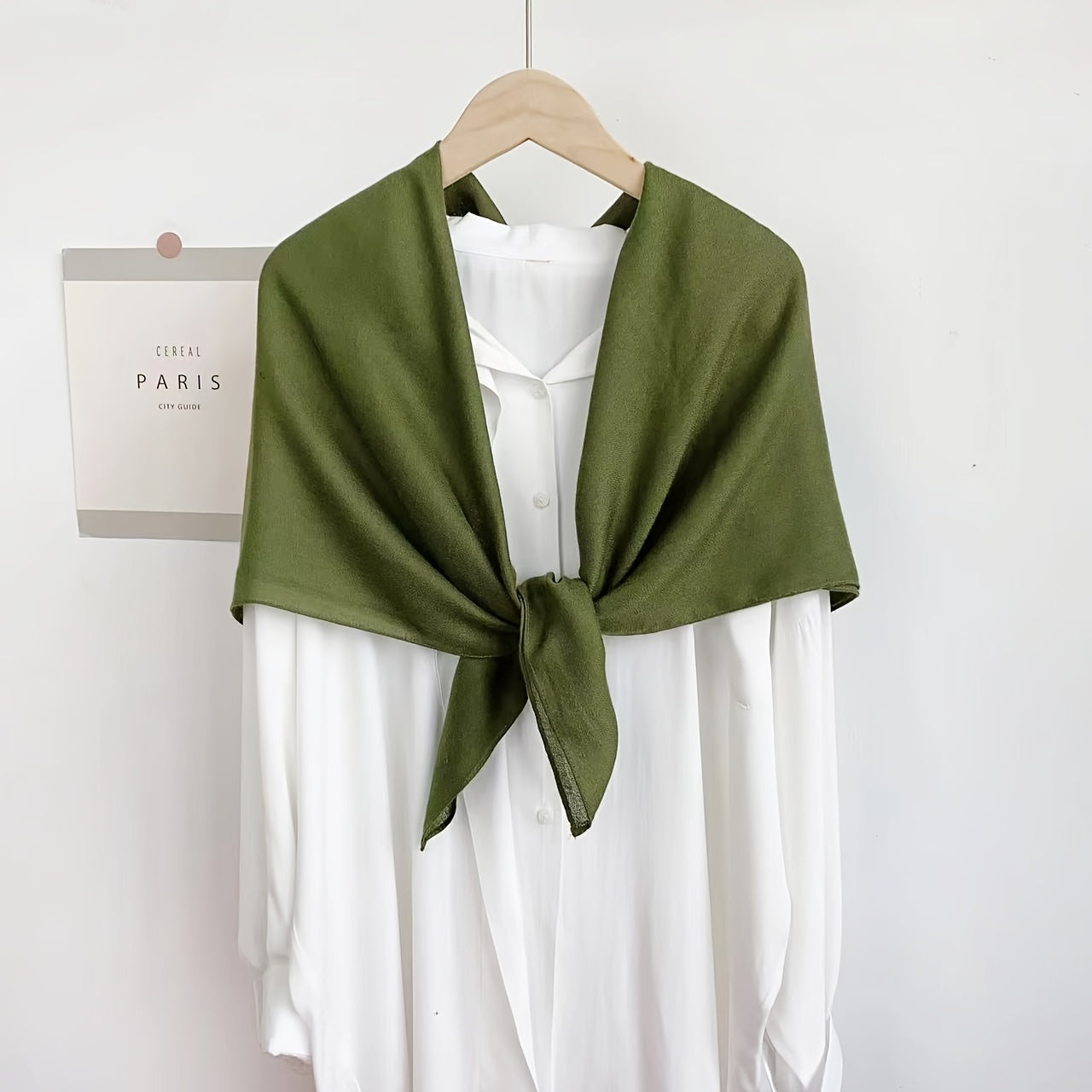 Elegant Women's Monochrome Square Scarf with Thin, Breathable Linen Feel - 89.92cm - Minimalist Style, Windproof, Sunscreen - Perfect Head Wrap