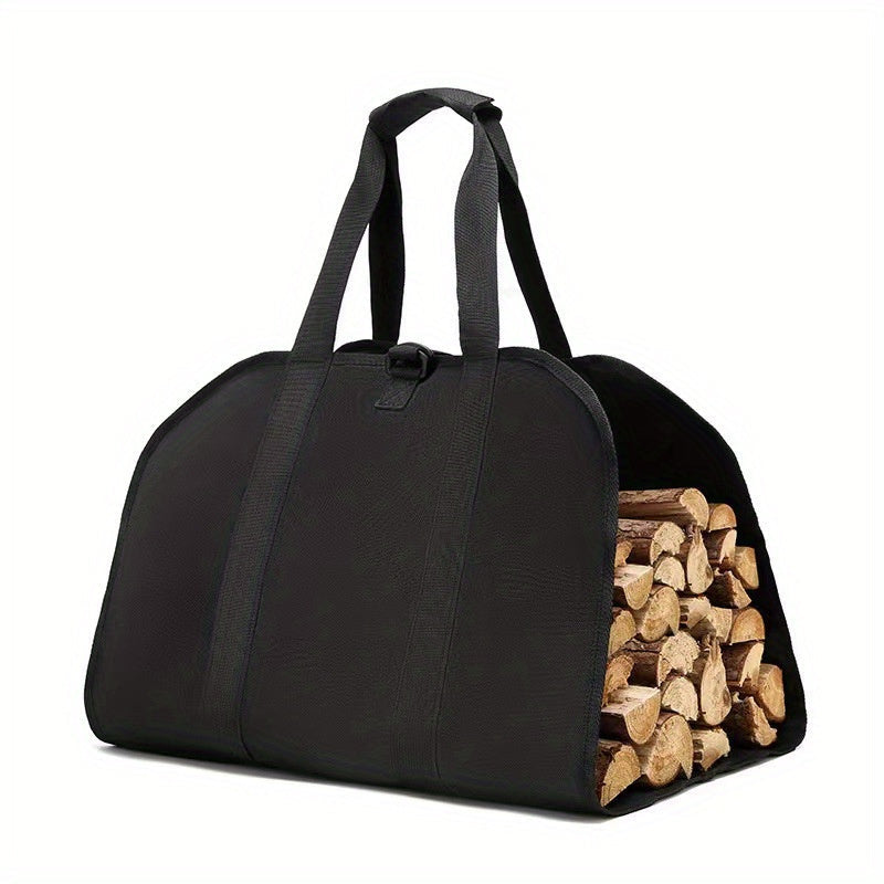 Heavy Duty Canvas Firewood Bag with High Capacity for Camping and Transport
