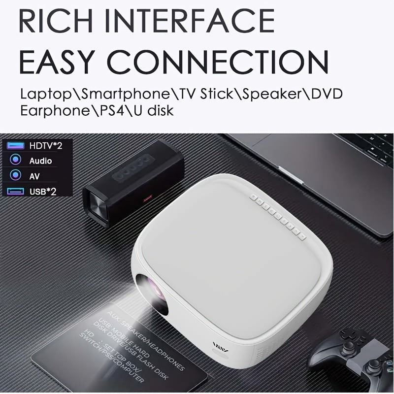 Wireless 1080P Smart Projector with WiFi, Big Screen HD Home Theater