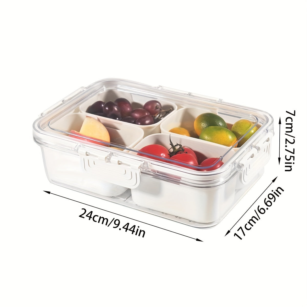 Square Food Storage Lunch Box with 4/8/9 Compartments and Handles Plastic Tray
