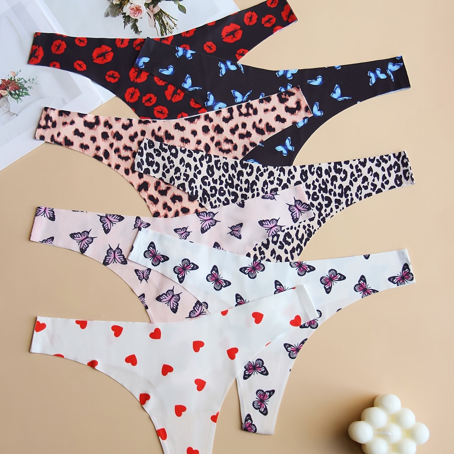 Seamless Thongs for Women Breathable Graphic Print Comfortable Underwear