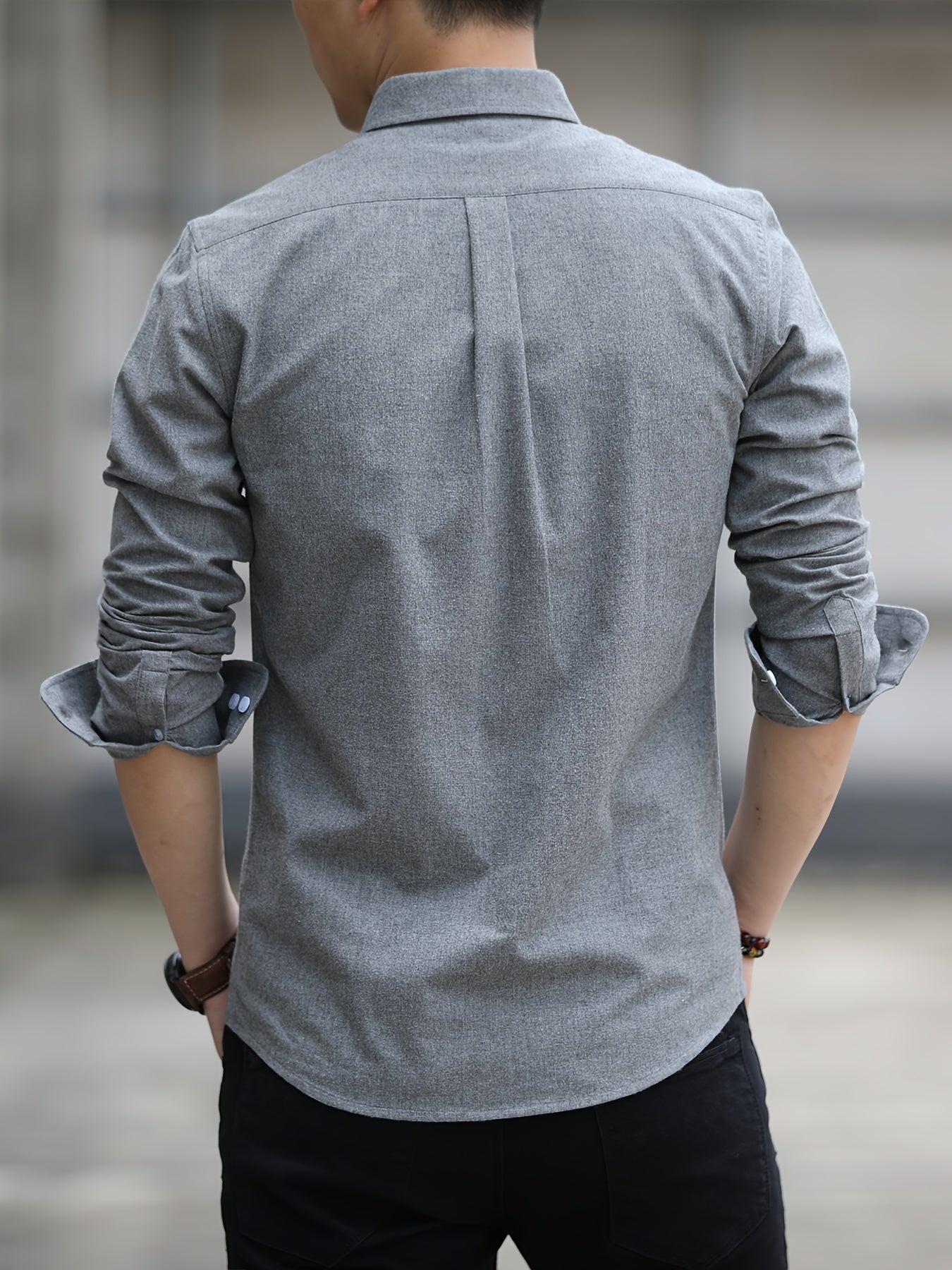 Men's Slim Fit Cotton Blend Oxford Shirt Long Sleeve Solid Casual Office Wear