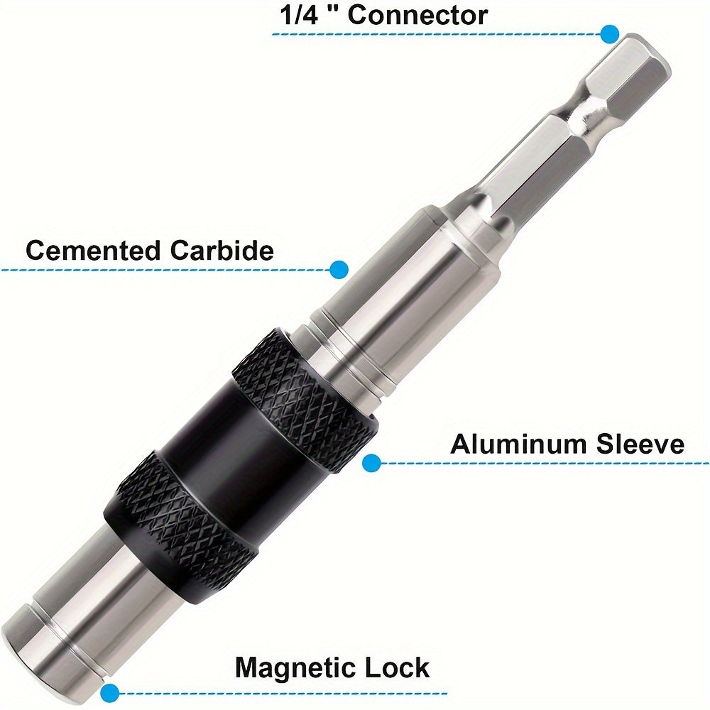 Magnetic Drill Bit Holder 1/4 Inch Hex Quick Change Chrome Vanadium Black