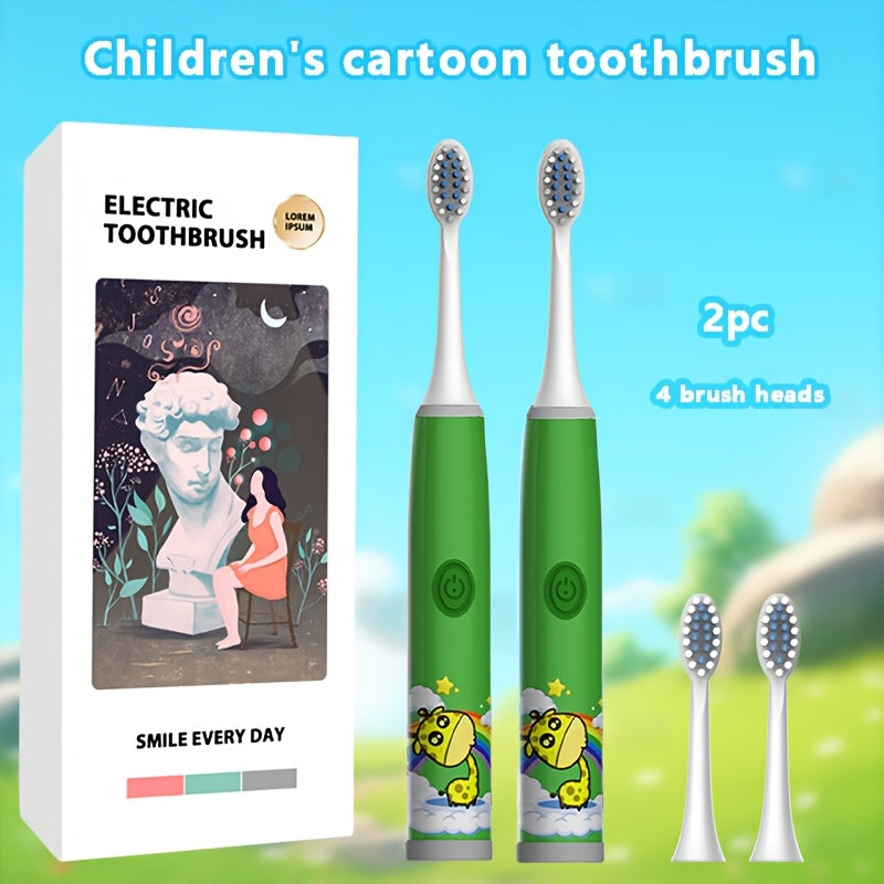 Детская электрическая зубная щетка для детей 3-15 лет, работает на батарейках, 3 цвета, мягкая для зубов