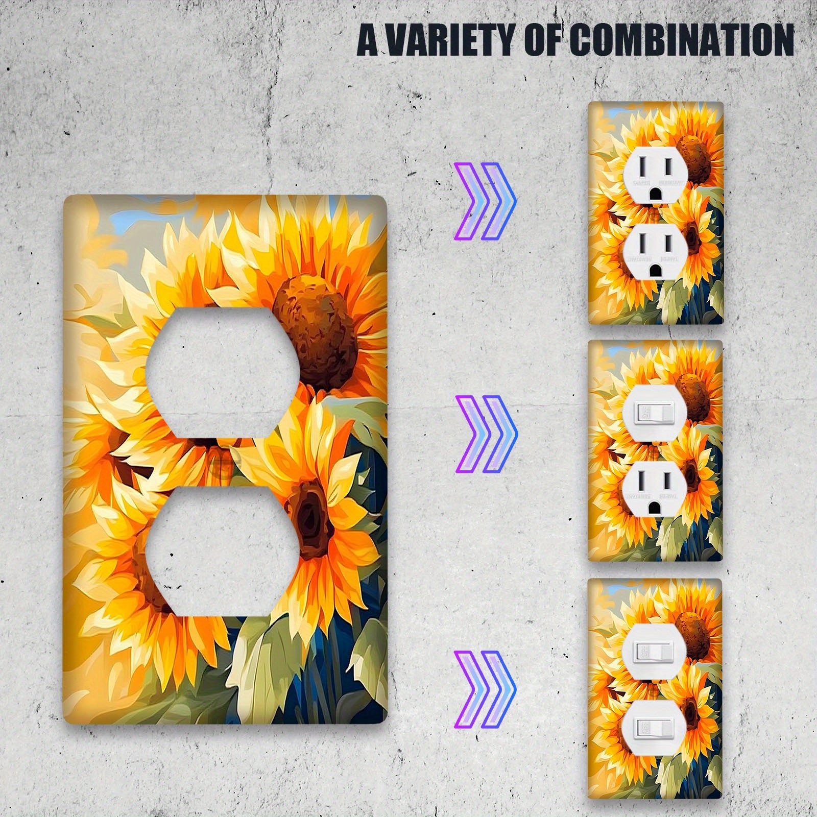 Sunflower Diamond Art Light Switch Cover No Batteries Required Fits Standard Outlets for Kitchen Bathroom Living Room