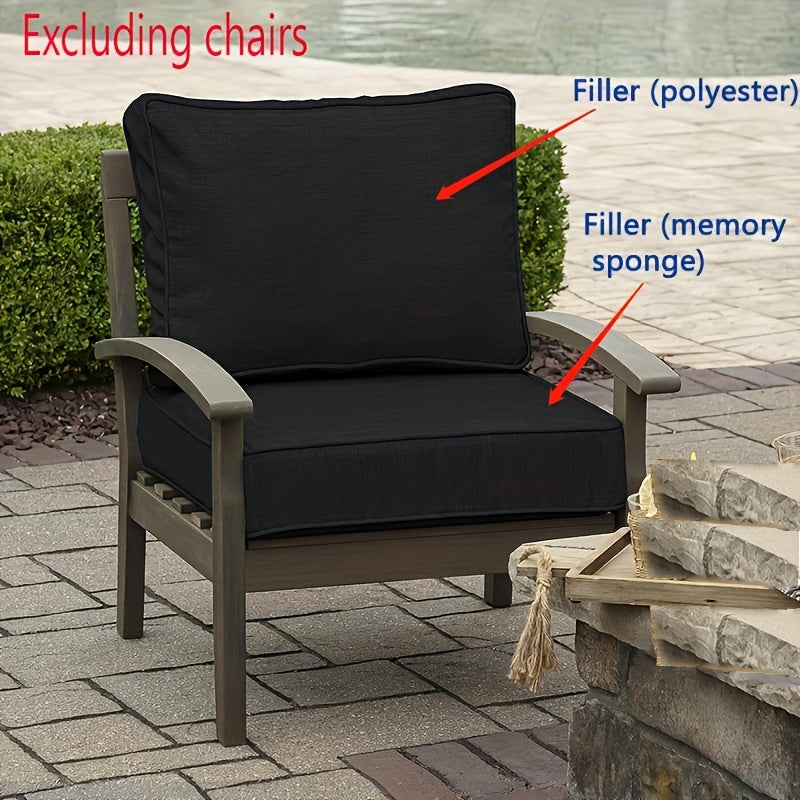 Waterproof Deep Seat Cushion with Zippered Backrest 60.96x60.96x10.16 cm Indoor Outdoor