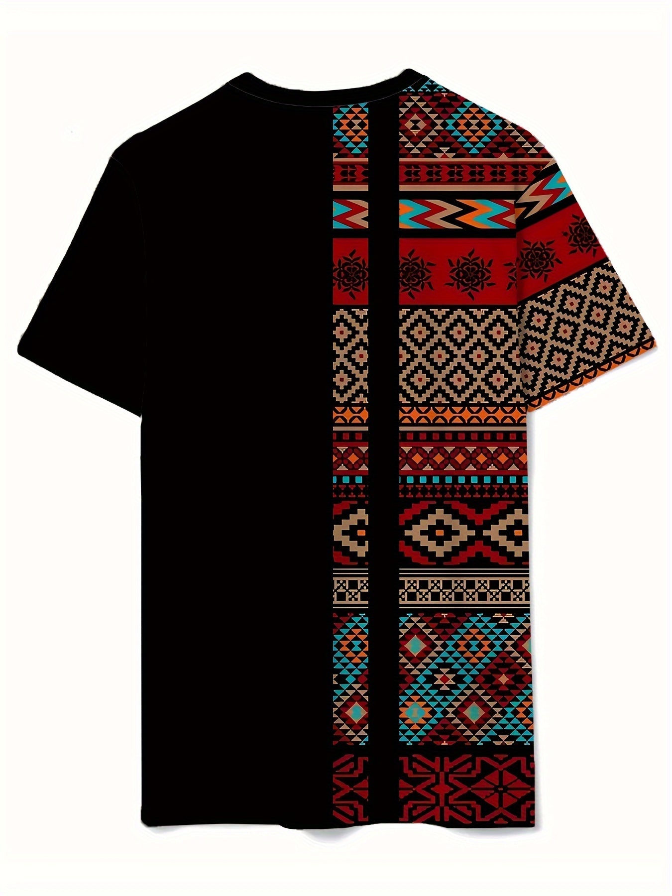 Men's Athletic 3D Print Color Block T-Shirt Breathable Polyester Casual Gym