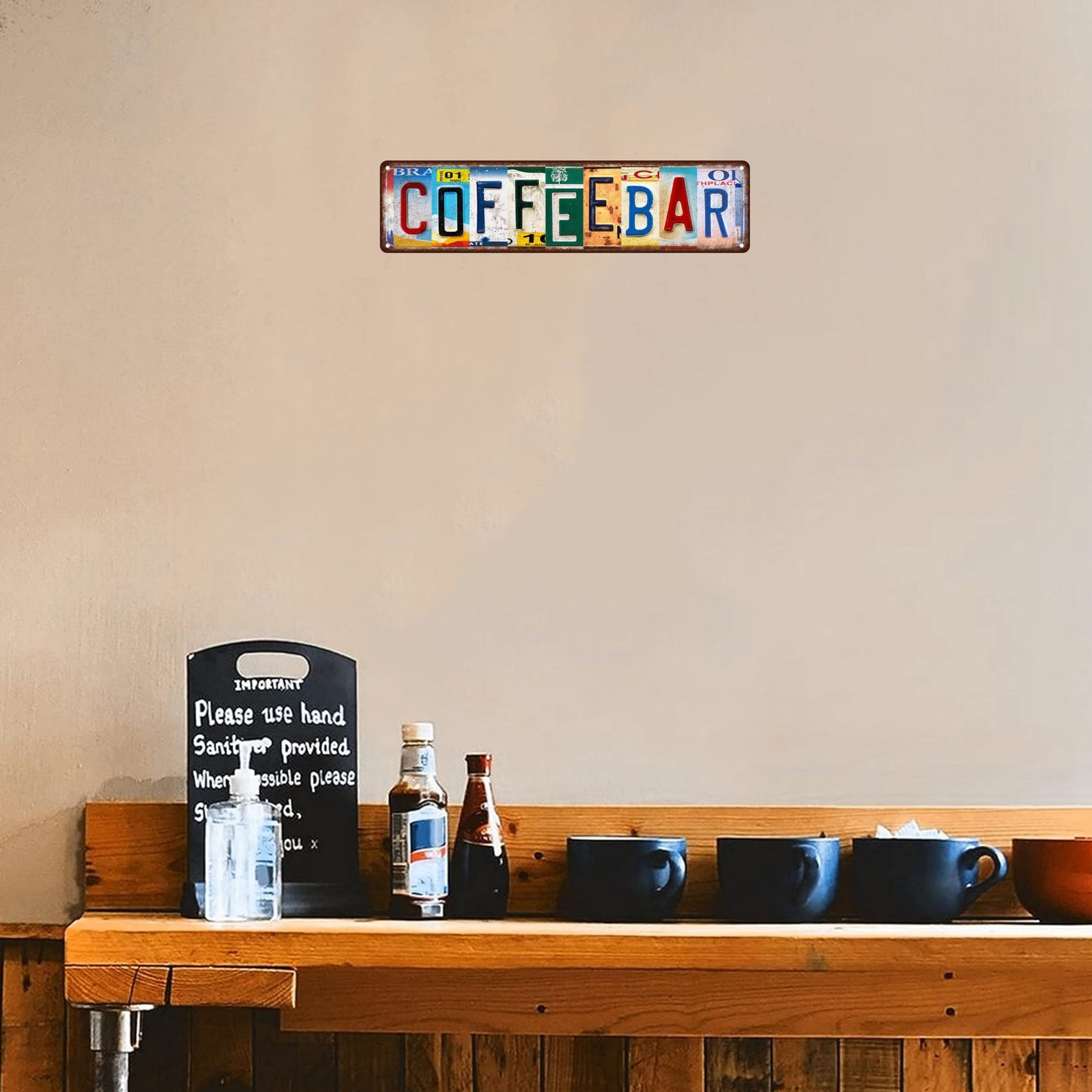 Coffee Bar Metal Tin Sign 15.75x3.94 Inch Street Decor Vintage Style