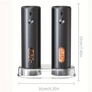 Set of 2 Electric Salt and Pepper Grinders Rechargeable Batteries 110ml Adjustable