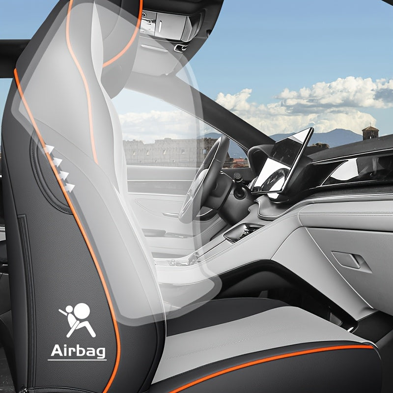 5-Seat Car Seat Covers Leather Full-Set Sporty Durable Easy Clean All-Season