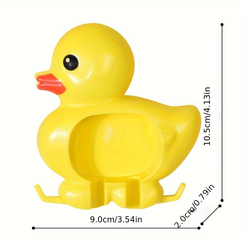 Cute Duck Design Wall-Mounted Toothbrush Holder Waterproof Plastic Organizer with Suction Cup
