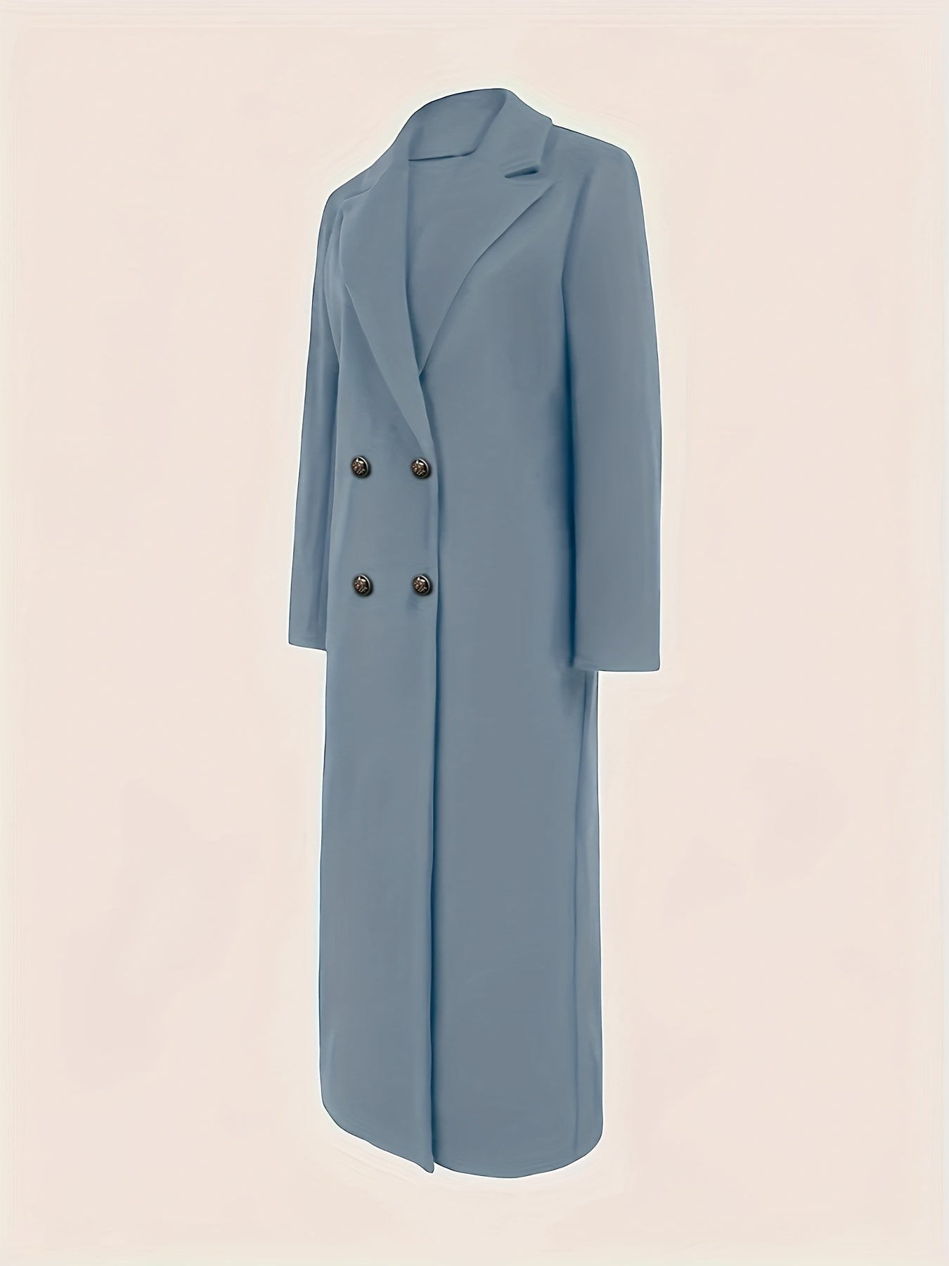 Ayollar uchun pushti ikki qavatli trench palto, notched yaka, uzun yenglar, yon cho'ntaklar bilan, polyester tolalaridan tayyorlangan. Kuz va qish uchun mukammal. Norasmiy nafislik.