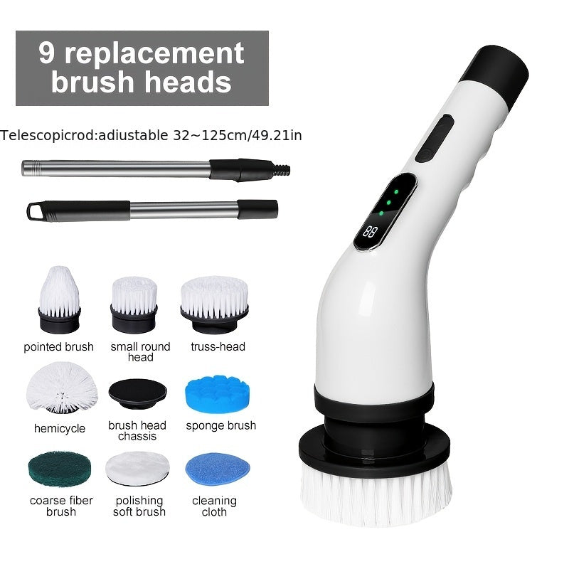 9-in-1 Multi-Functional Cleaning Brush with Adjustable Speed and Rechargeable Battery