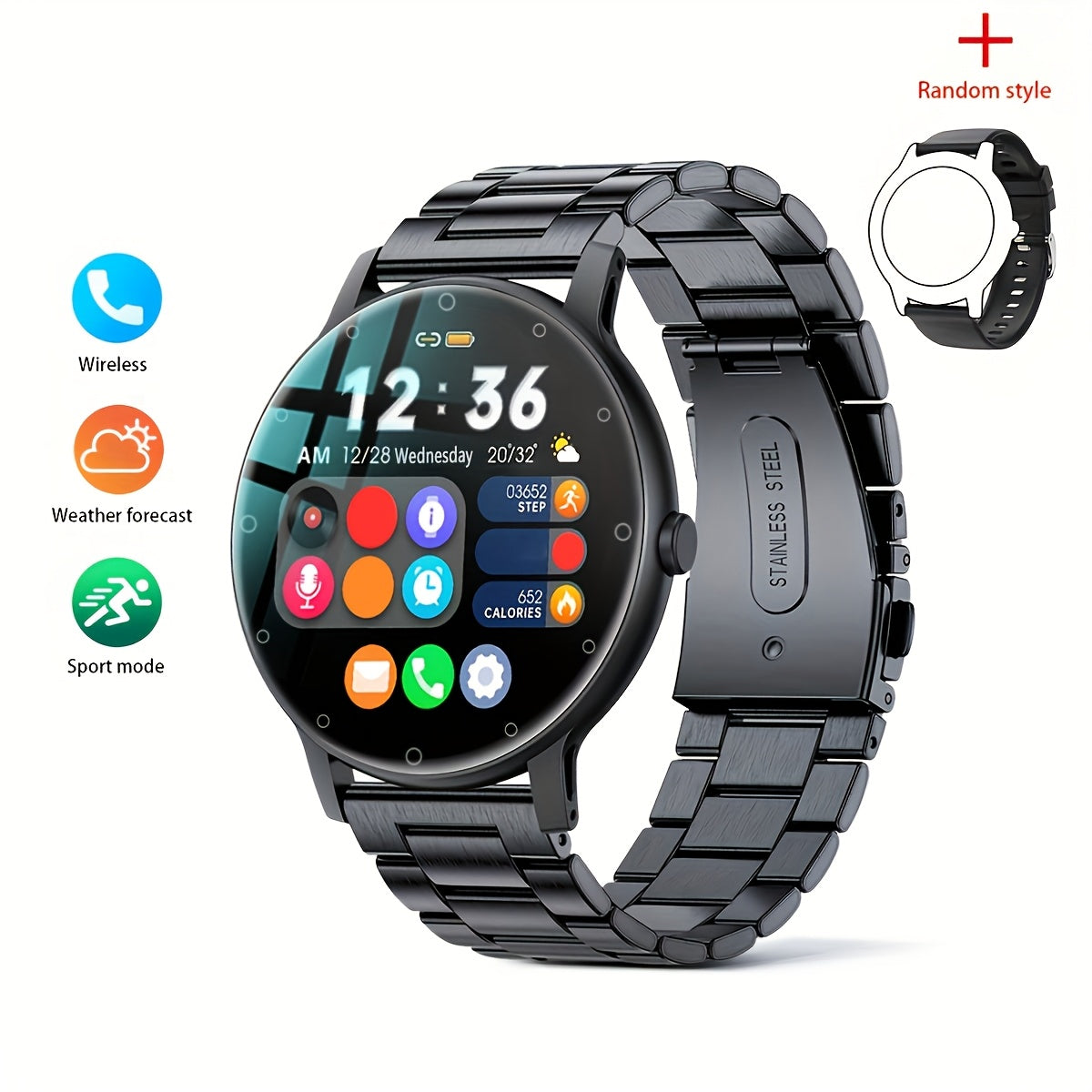 Full Touch Smart Watch with Sleep Tracker Pedometer Music Control and Sport Modes for Android and iOS