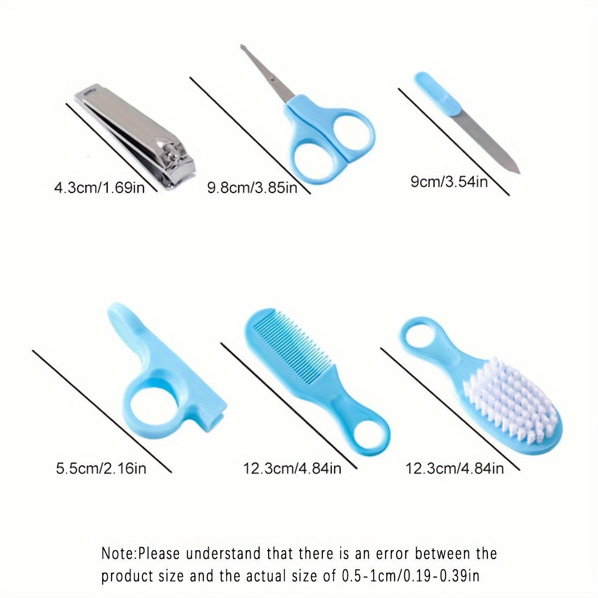 Newborn Baby Care Kit 6 Pieces Nail Hair Grooming Set with Brush Comb Manicure