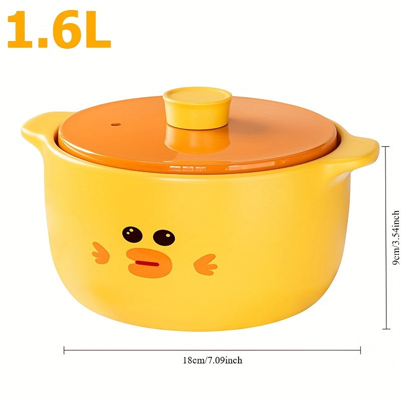 Yellow Ceramic Stockpot 6L for Soups Rice and Slow Cooking Non-Stick Clay Pot