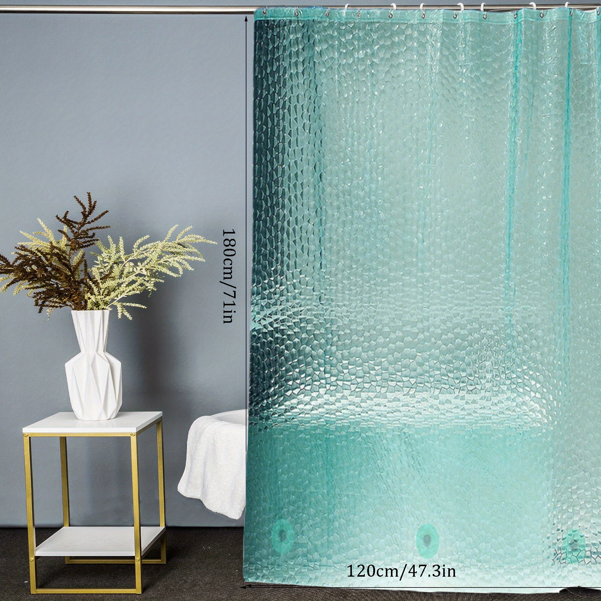 Blue Waterproof 3D Pebble Pattern Shower Curtain 72x72 Inches for Bathroom