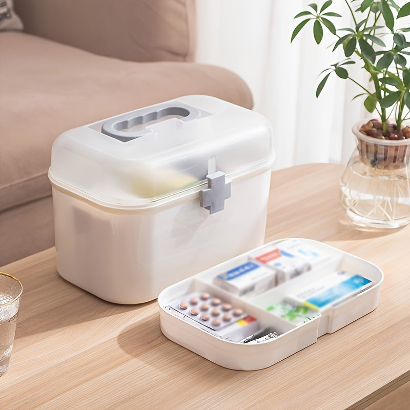 Gran caja de medicina a prueba de polvo con gran capacidad y múltiples compartimentos de almacenamiento