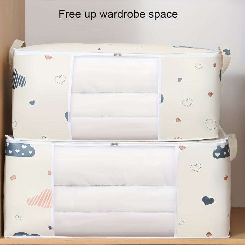 Kiyimlar va ko'rpa-to'shaklar uchun katta paxta saqlash sumkasi, changdan himoyalangan, ko'chirish yoki uy tartibini tashkil etish uchun ideal. Uy jihozlarini saqlash va joyingizni tartibda saqlash uchun ideal.