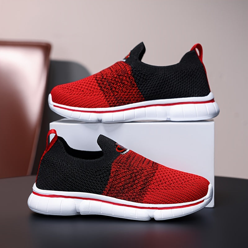 Мужские спортивные легкие кроссовки на slip-on черные и красные всесезонные EVA повседневные спортивные походы