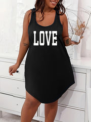 Plus Size Women's Cotton Lounge Dress Scoop Neck Racerback Home Wear