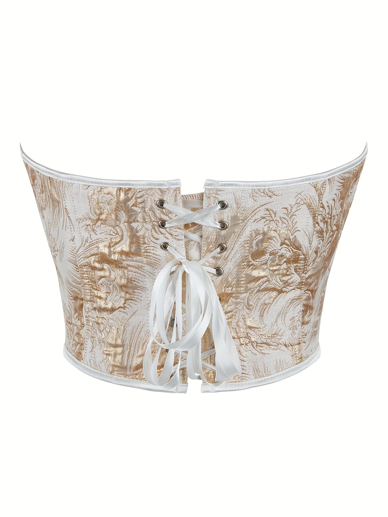 Women's Floral Print Strapless Corset Bustier Tummy Control Shapewear