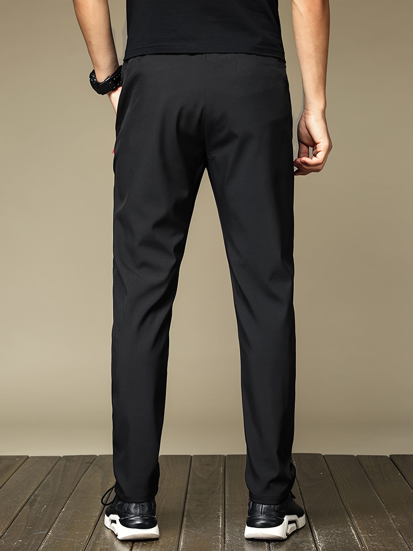 Men's Lightweight Joggers Quick-Dry Polyester with Zipper Pockets Drawstring Waist Casual Sports Pants