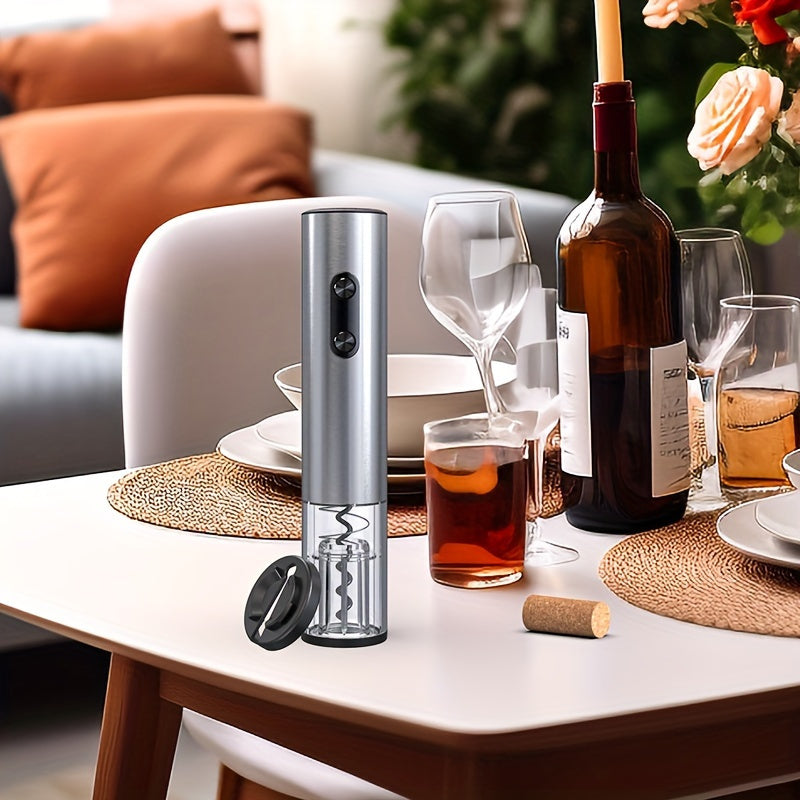 Electric Wine Bottle Opener Stainless Steel CD Pattern Automatic Corkscrew Battery Operated