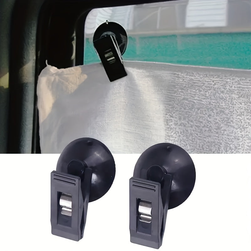 2pcs Portable Car Suction Cup Clips Window Mounts Removable Sunshade Holder