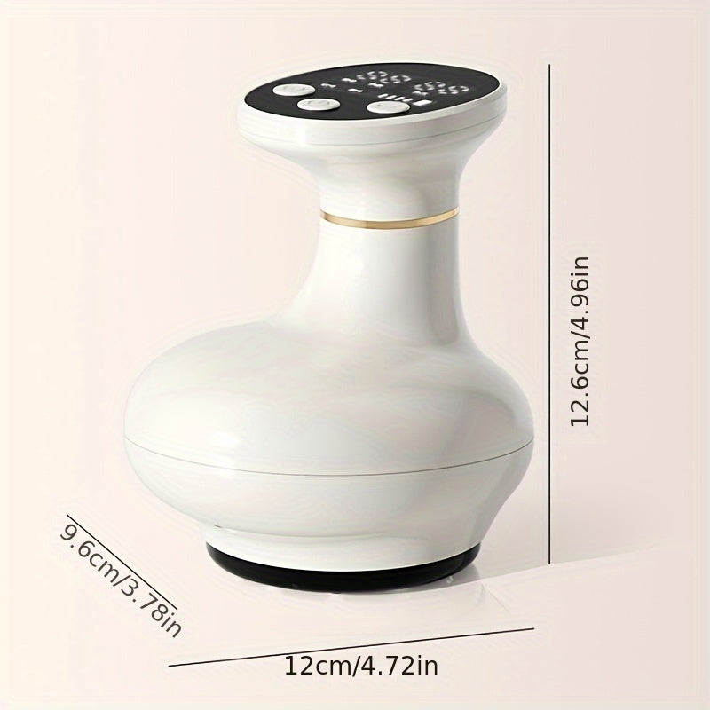 Qayta zaryadlanadigan aqlli vakuum qozon massajchisi, elektr isitish, Gua Sha so'rish qozon funksiyasi va 1200Mah litiy batareyasi bilan.