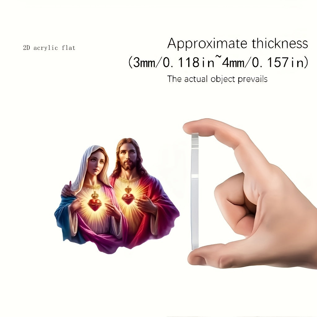 2D Acrylic Pendant Car Mirror Ornament Keychain with Light in Heart