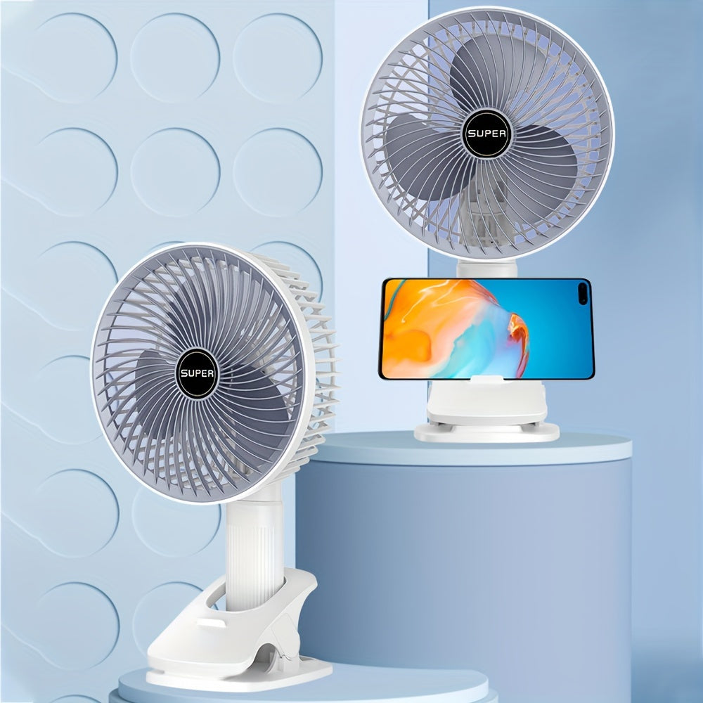 Portable USB Rechargeable Desk Fan with Adjustable Angles and 3 Speed Settings