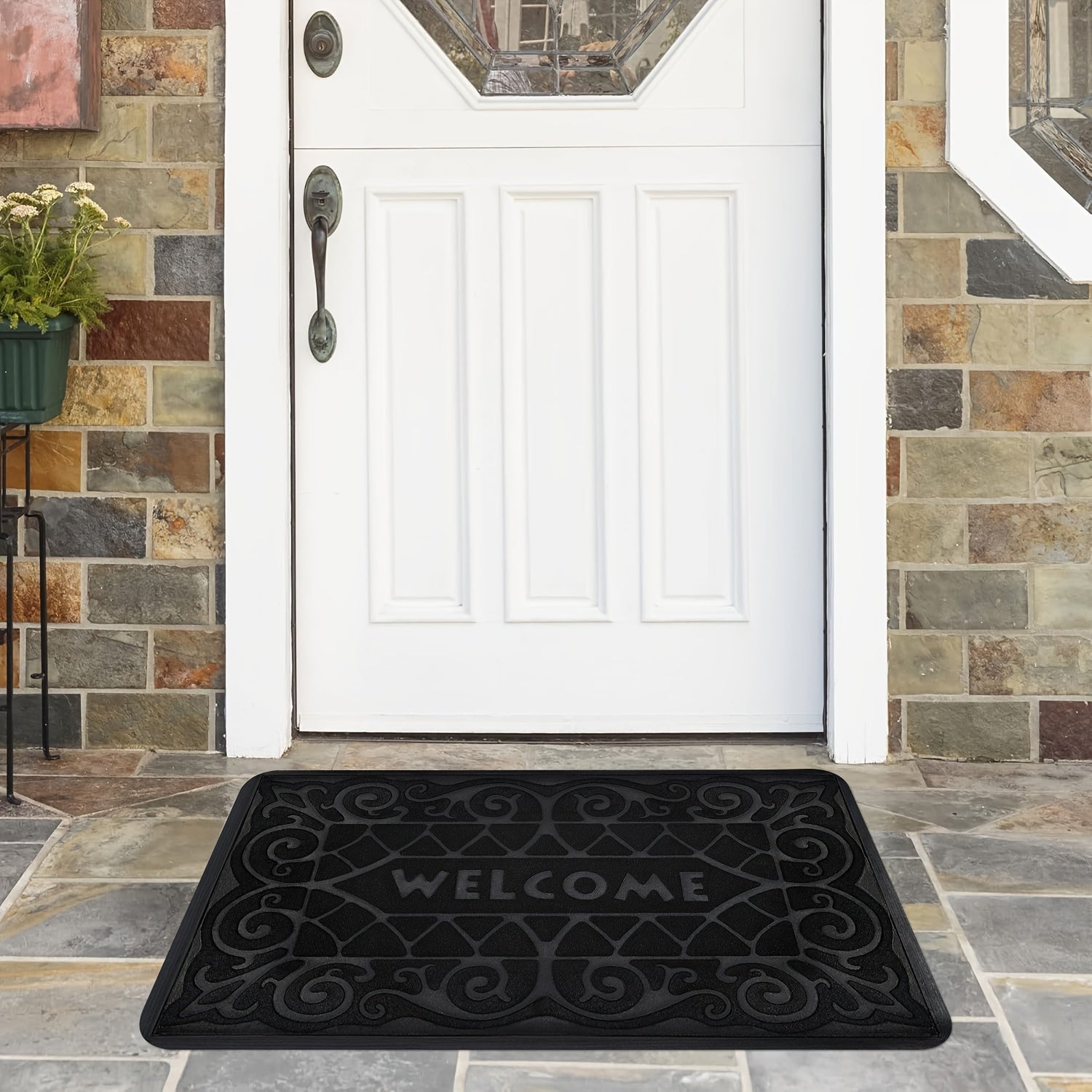 Rectangular Indoor Outdoor Doormat with Anti-Slip Backing and Dirt Resistance