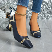 Women's Casual Square-Toe High Heels Chunky Heel All Seasons