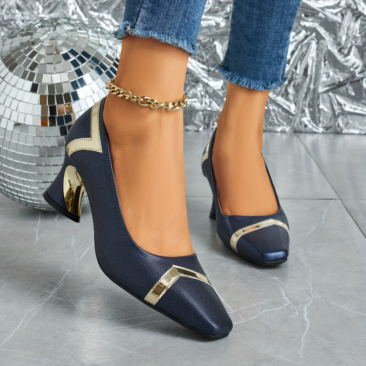 Women's Casual Square-Toe High Heels Chunky Heel All Seasons