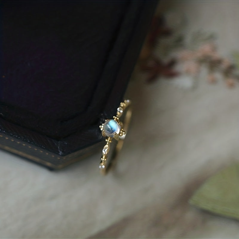 Women’s Gold Plated Geometric Ring with Four-Prong Design