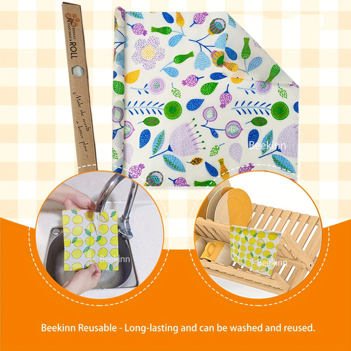 3 ta asalari mumidan yasalgan oziq-ovqat qoplamalari to'plami, ekologik toza mato, qo'lda yuvish mumkin, atrof-muhitga do'stona, oshxona uchun barqaror saqlash yechimi