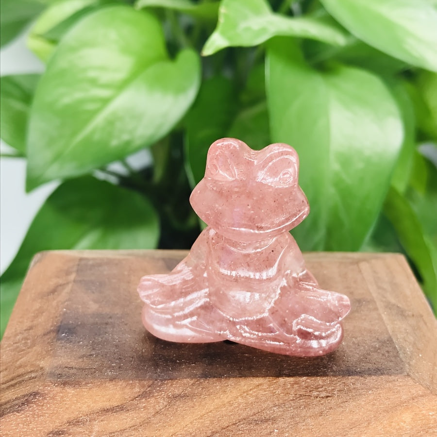 Natural Crystal Yoga Frog Figurine 40mm Hand-Carved Home Office Decor Gift